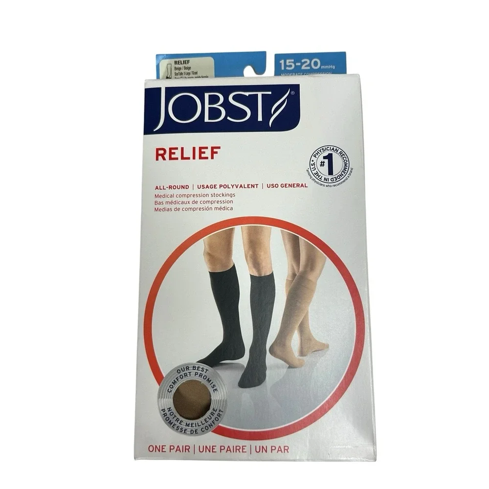3 Pair JOBST Relief Closed Toe Knee Hi Compression Socks XL Beige 15-20 mmHg NEW